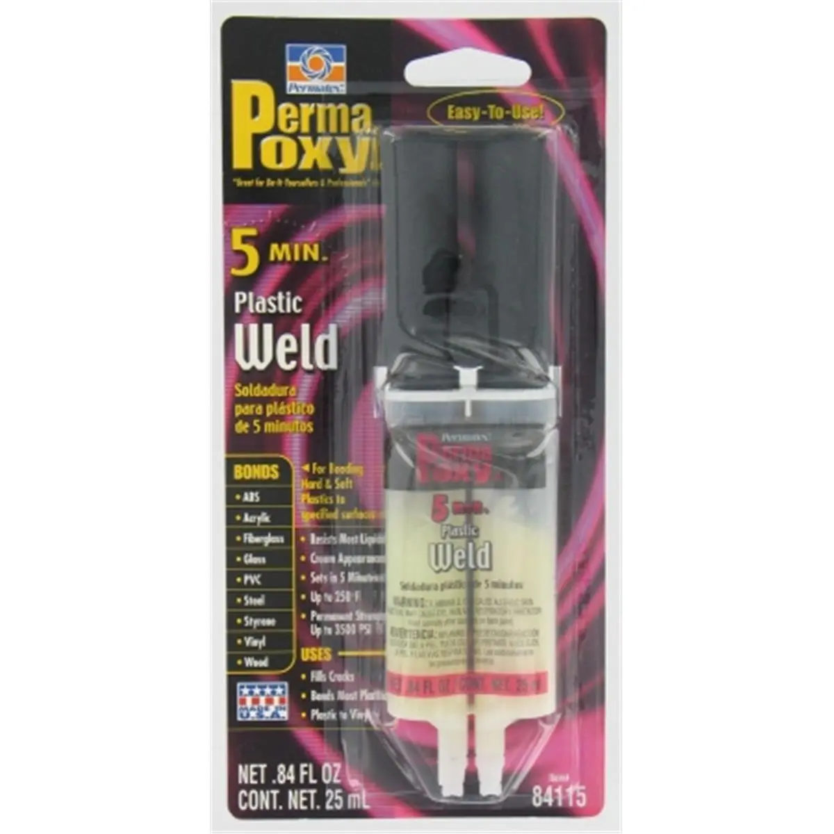 Permatex 84115-84135 8411.634135 2 Oz PermaPoxy 5 Minute Plastic Weld