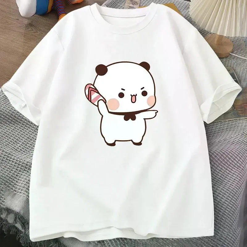 Men's Cotton Knit Graphic T-Shirt - Funny Bubu Dudu Print, Oversized Cut Short Sleeve Tee, Breathable 4 Seasons Menswear Tshirt, Casual, Four Seasons