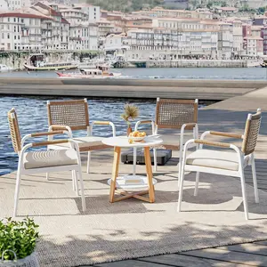 4-Piece Rattan Garden Chairs Set, All-Weather Outdoor Dining Armchairs with Cushions & Metal Frame, Patio Furniture for Balcony & Porch