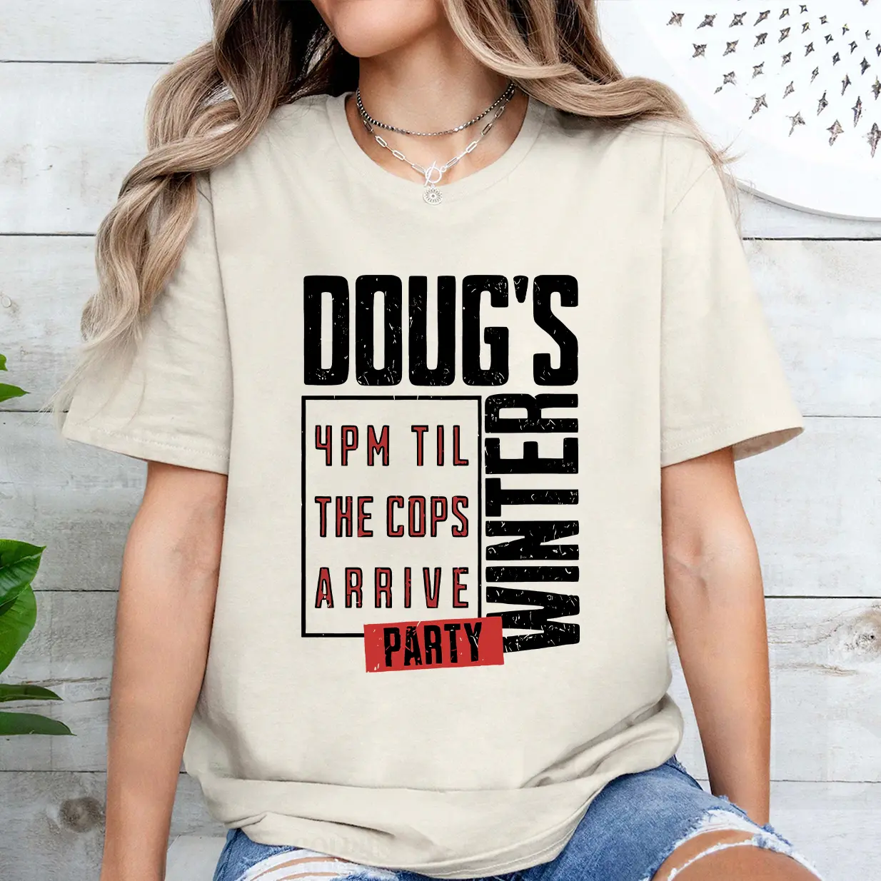 Dougs Winter Party T Shirt, Dougs Winter Tee, Winter Party T Shirt,  Fashion Cotton, Full Colors, Full Sizes, For Men, For Women