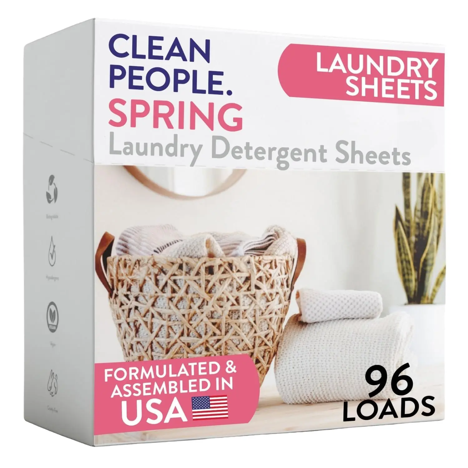 The Clean People Laundry Detergent Sheets - Laundry Soap - Ultra Concentrated, Recyclable Packaging, Stain Fighting - Fresh Scent, 32 Pack