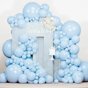 PartyWoo Baby Blue Balloons 140pcs Different Sizes of 18 12 10 5 Inch Light Pastel Sky Aqua Blue Balloon Arch Kit Garland for Graduation Baby Shower Gender Reveal Easter Party Decorations Blue-Q13