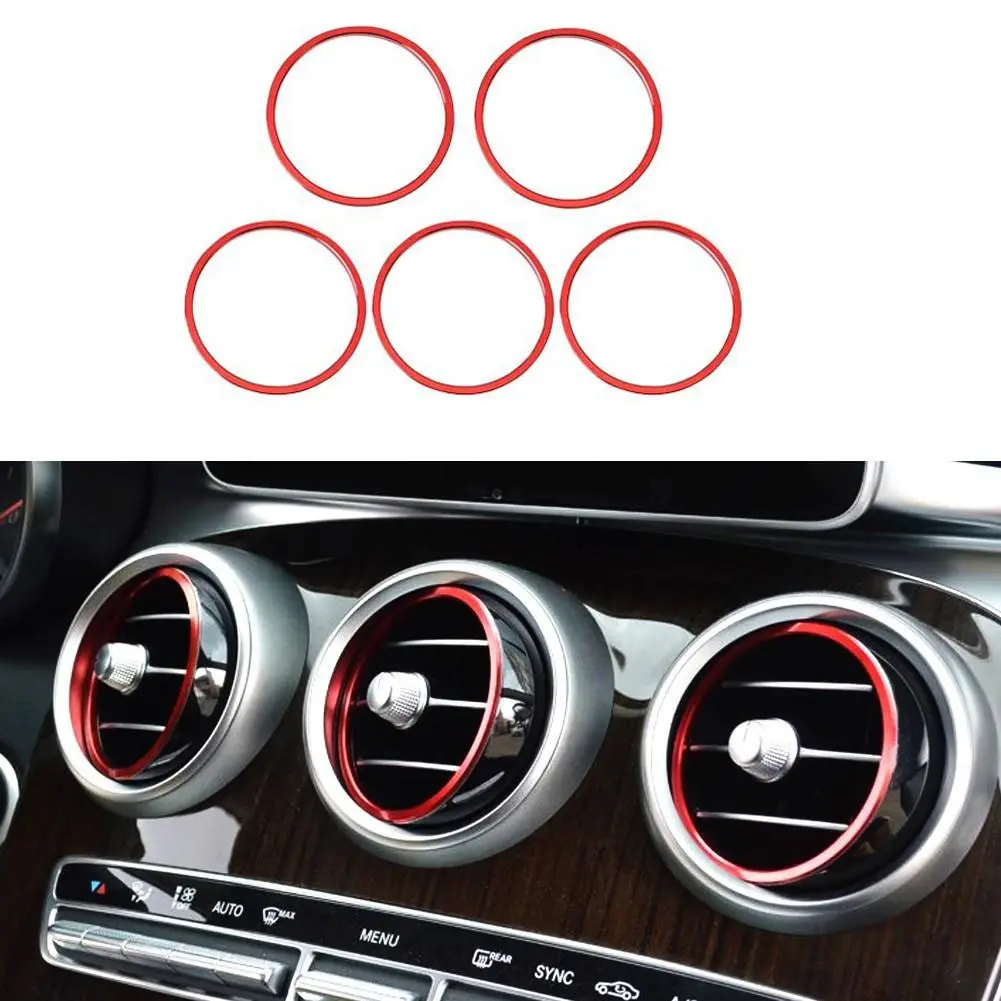 Alloy Car Interior Front Air Conditioning Vent Outlet Ring Trim Cover For Mercedes Benz C GLC Class W205 X253 2015-2021 Automotive Interior Accessories