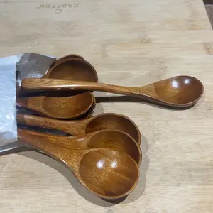 Natural Wooden Spoon Set, 4/6 Counts Durable Eco‑Friendly Long-Handle Cooking Spoons in Multiple Sizes for Kitchen Cooking, Baking and Serving #TOP PICKS