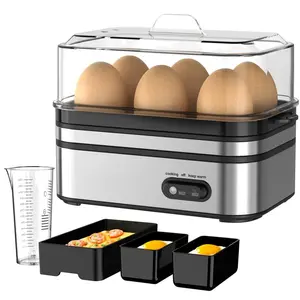 Rapid Egg Steamer - 6-Egg Capacity, BPA-Free Stainless Steel with Clear Tritan Lid, 400W Electric Egg Cooker for Hard Bo iled, Poached, Scrambled, or Omelette, Includes Measurement Cup & 2 Poaching Trays, Auto Shut Off