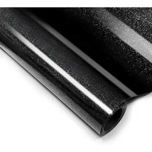 Black Glitter HTV Heat Transfer Vinyl, 12" x 5ft lron  Vinyl, for T-Shirt Ironing, Vinyl HTV Easy to Cut and Weed,  Choice for DIY Creativity. (Black, 12" x5ft)