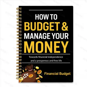 1 Black Gold Financial Planning Handbook - Chain packaging, Spiral Bound Planner, coin pattern, financial management notebook, monthly financial records, with expense tracking function, undated design, 100 pages, 5.5X8.3 inches, suitable for personal