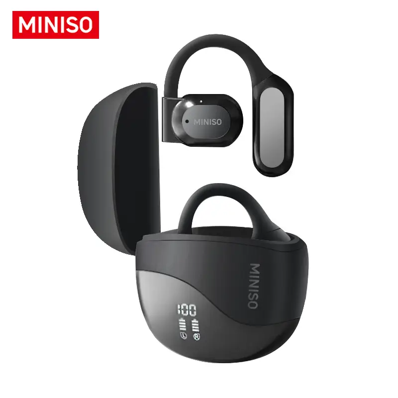 MINISO X38 Wireless On-ear Design Earphone for Summer, Noise Cancelling Headphone with Digital Display, Bluetooth-compatible Headphone for Running, Gy