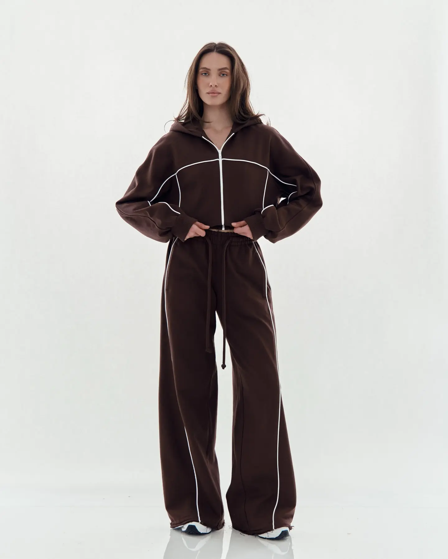 Arssm Women’s 2 Piece Lounge Set – Zip Up Hoodie & Wide Leg Sweatpants, Oversized Streetwear Tracksuit Matching Outfit for Airport Travel & Casual Daily Wear