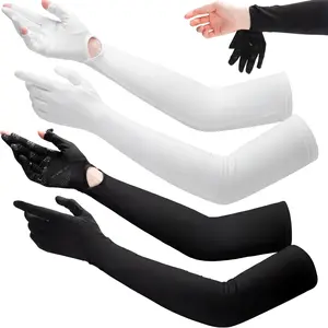 2 Pairs Women Long Sun Protection Arm Gloves, UPF 50+ UV Protection Touch Screen Driving Gloves, Breathable Sun Arm Covers for Cycling, Fishing & Outdoor Sports