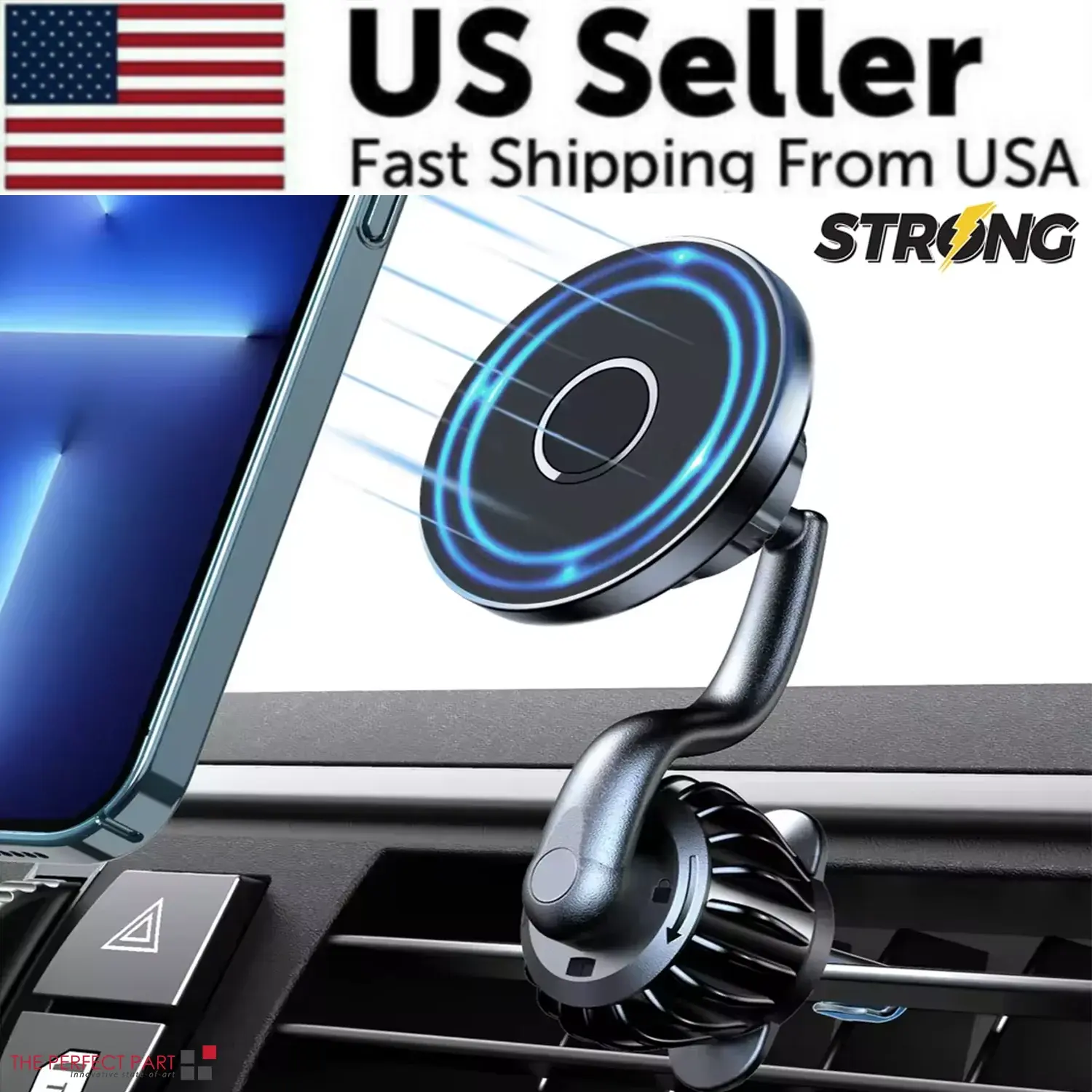 Magnetic Hands-Free Mounts & Holders, Strong Mag Safe Car Phone Holder with 360° Rotation for Air Vent & Dashboard
