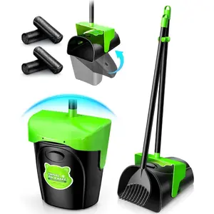 Odor Blocking Pooper Scooper Large Swivel Bin & Rake with 40 Waste Bags, 36" Long Handle Adjustable Dog Pooper Scooper for Large Dogs & Pets, Portable Poop Scooper, Easy to Clean Dog Poop Picker