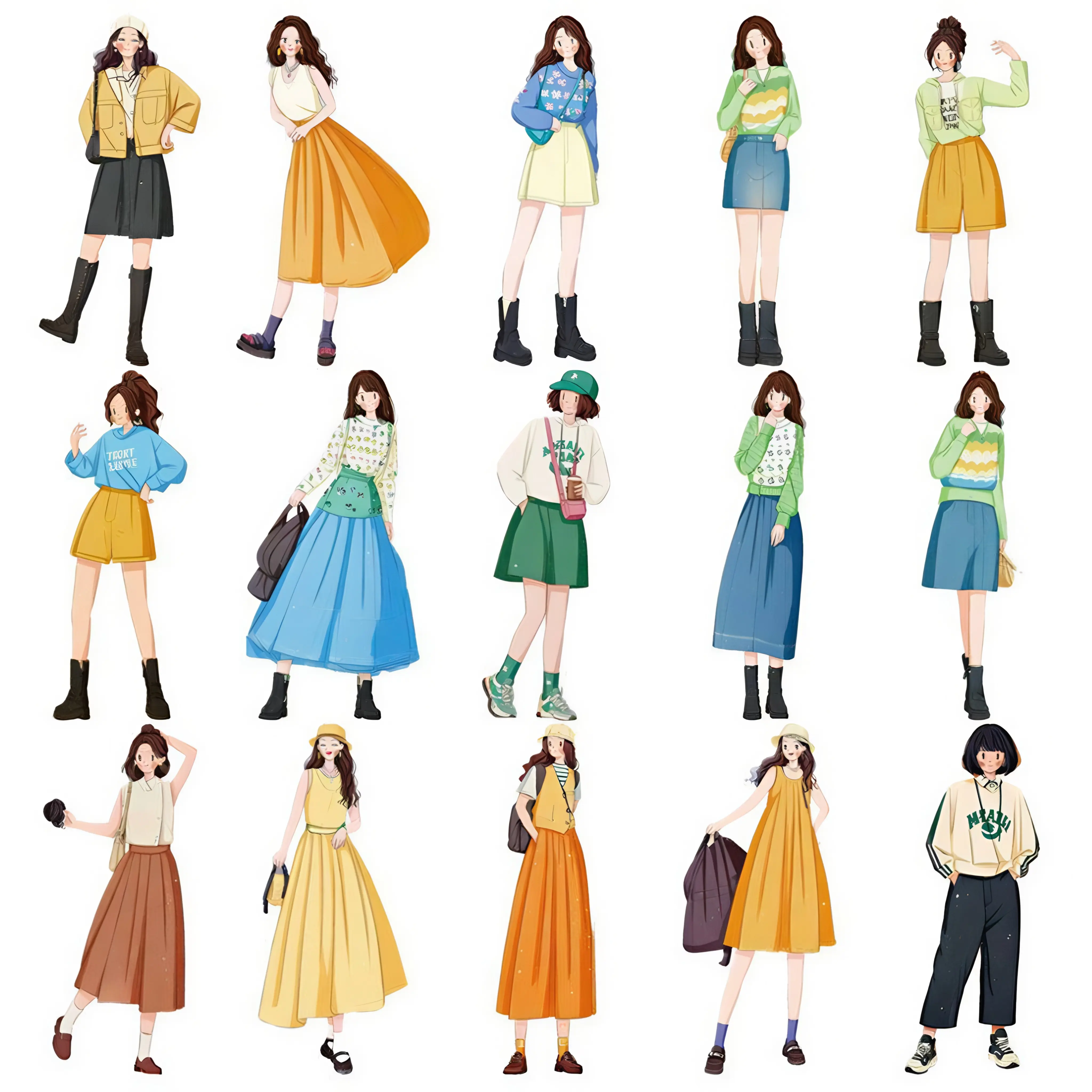 Fashion Girl Adhesive Sticker Set - 50 Pieces Set Stickers for Scrapbook Journaling, School Office Supplies, Creative Projects to Enhance Your Projects