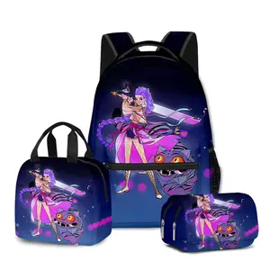 New 3D Movie-Themed K-POP 3-Piece Set: Backpack, Lunch Bag, and Pencil Case fashionable and versatile, casual and trendy, suitable for school, sports, travel, and other occasions