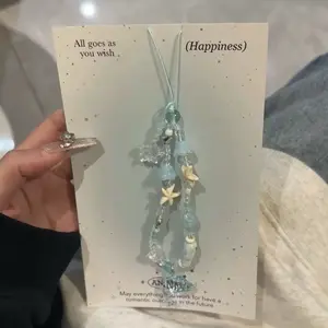 Handmade Acrylic Starfish & Dolphin Beaded Chain Bracelet Keychain Bag Decoration Coastal Design Durable Lightweight Material Decorative Accessories Keychain Bag Pendant