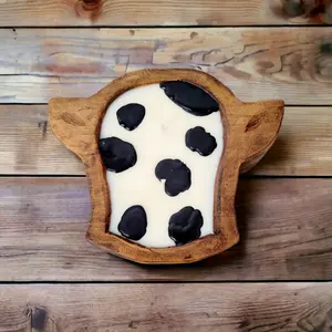 BROWN Cow Print Mini Dough Bowl Soy Candle Birthday