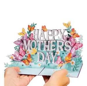 Mother's Day Card, Happy Mothers Day Pop Up Card 3D Design for Mom Wife Grandmother Intricate Laser Cut Details Premium Cardstock Butterflies, HummingbirdsPaper Love 3D Pop Up Mothers Day Card, Best Mom Ever, For Mom