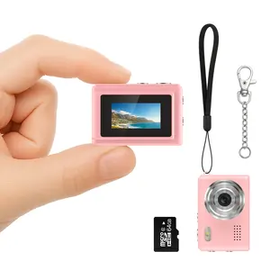 Mini Digital Camera 0.96in Keychain Camera 1080P HD Video 64GB Card 6 Filters Fill-in Light Keychain Lanyard USB Cable for Boys Girls Teens Adult Charging Compact Pink Tech Gadgets Screen Portable Vloggingcamera