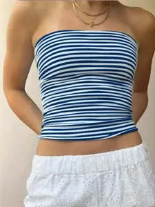 Daily Casual and Comfortable Strapless Striped Women's Strap Top, Womenswear