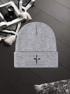 Unisex Fall Winter Beanie Hat, Windproof Warm Knit Cap, Large Elasticity Outdoor Sports Casual Style, Graphic Print Design