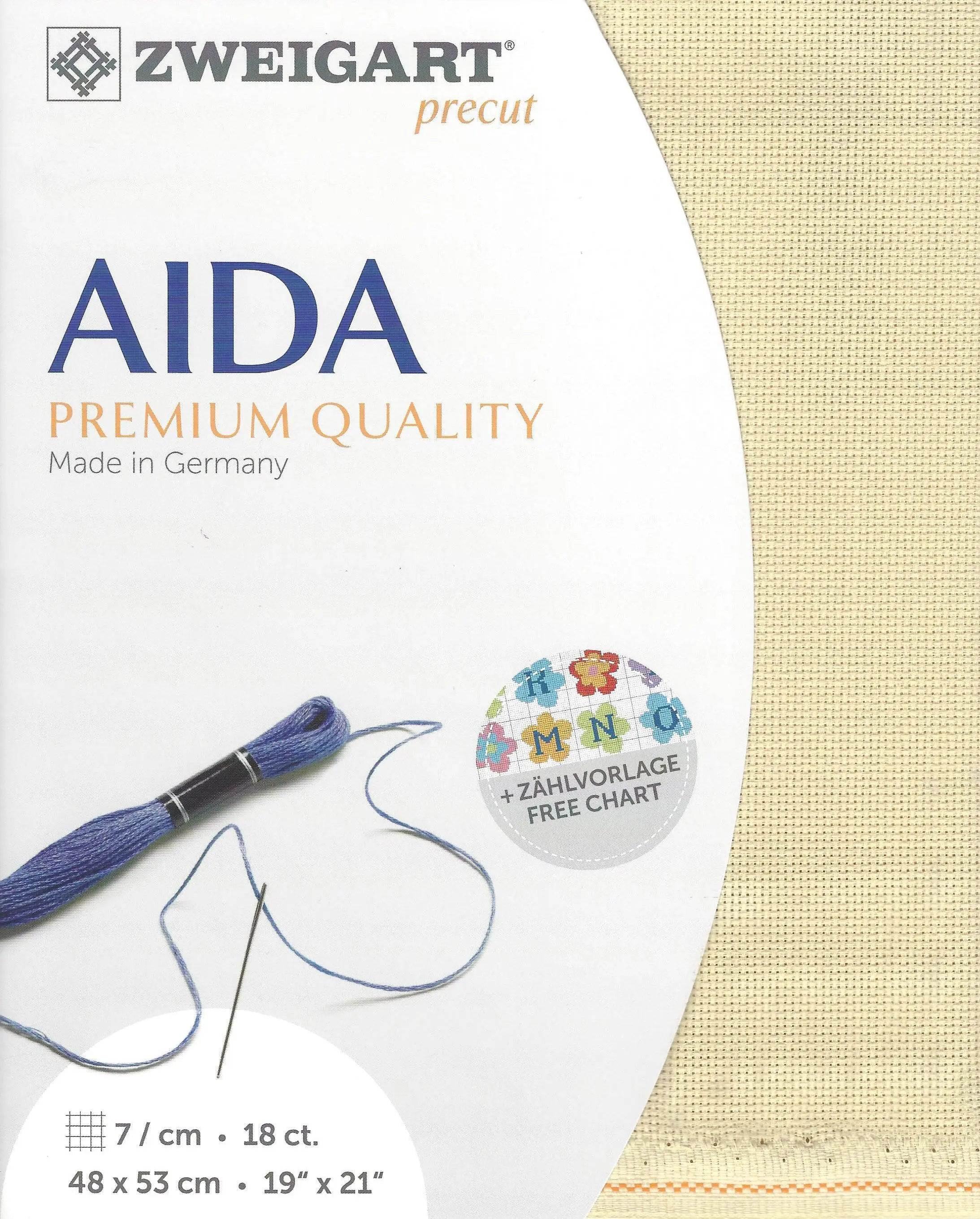 18-Count Dark Ecru Precut Fein-Aida Cross Stitch Fabric by Zweigart 3793/3740