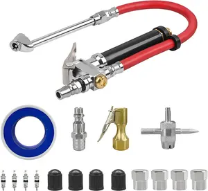 Heavy Duty Bayonet Style Tire Inflator with Air Chuck, 0-200PSI 17 count Auto Tire  Gauge with 4 Way Tool & Valve Core, Air Compressor Accessories, Universal for Sedan  SUV