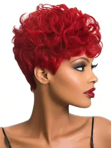 Short Pixie Wigs Short Red Curly Pixie Wigs Synthetic Hair Wigs  Natural Wavy Red Pixie Cut Wig Short Curly Layered Pixie Wig