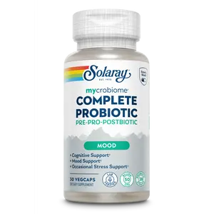 Solaray "Mood" Mycrobiome Complete Formula 3-in-1 Probiotic (Pre+Pro+Post) - 50 Billion CFU Triple Action Formula for Cognitive Mood & Stress Support - 30 VegCaps - Healthcare