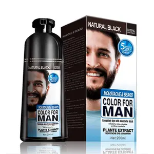 Beard Hair Color Shampoo for Men,Natural Permanent Beard DyeShampoo, Colors Hair in Minutes Long Lasting, 200ml, Black Hair DyeHaircare Argan Argan Oil