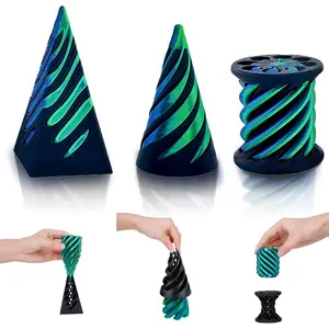 3Pcs Impossible Cone Fidget Toys, 3D Printed Spiral Cone Passthrough Sculpture, Mini Stress Relief Desk Decor, Sensory Anxiety Relief Toy for Adults, Cool Novelty Gift