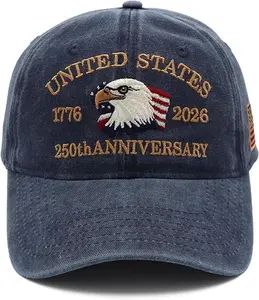 250 Anniversary USA Hat - 250th Anniversary Merchandise Patriotic Eagles Hat Embroidered US with Flag Baseball Cap