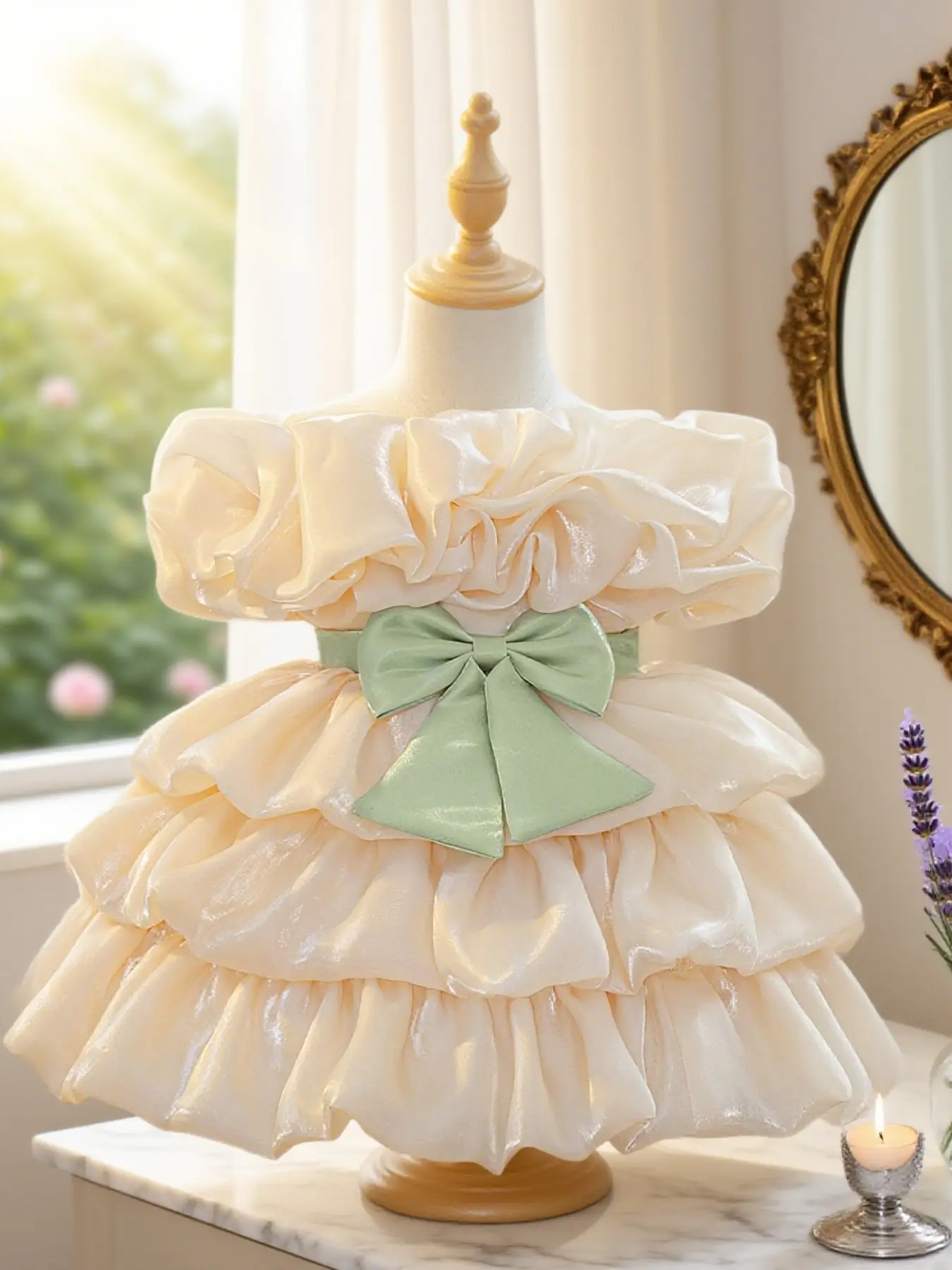 Baby Girl Elegant Dress Skirt Multi-layer Cake Skirt Suitable for Birthday Party Christening Birthday Gift