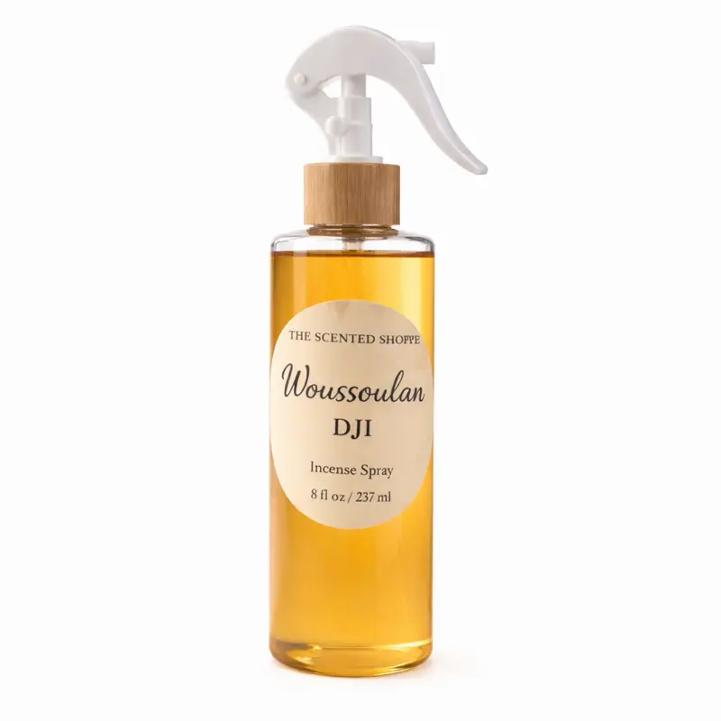 Woussoulan Dji Scented Incense Spray - 8 oz Home Fragrance Freshener with Warm Floral Oud, Musk, Vanilla Notes & Long-Lasting Luxury Aroma for Home Use