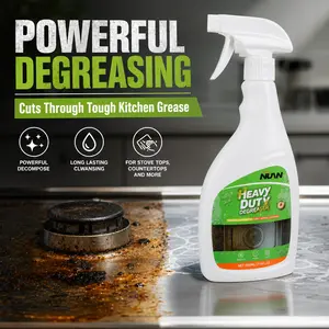 NUAN Heavy Duty Kitchen Degreaser Spray, Kitchen Grease Cleaner -For stovetops and range hoods - Removes greasestains - 500 ml/bottle Powerful Cleaner and Degreaser for Ovens, Stove Tops, Countertops and Appliances, 17 Fl Oz
