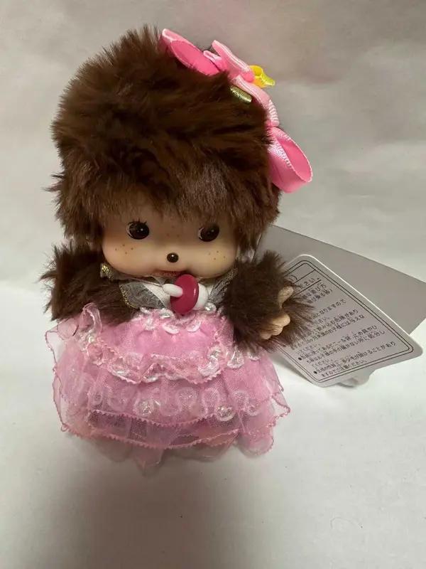 Monchhichi Bag Charm – Adorable Pink Tutu Doll with Bow for Stylish OOTD Accessory