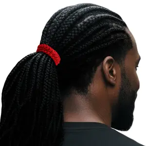 Men's Hair Ties Jumbo Size 2-Pack Red Super Stretchy for Locs and Braided Hair Soft & Strong Made in the USA