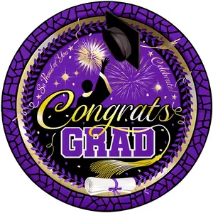 Purple Graduation Plates 9in - Purple Graduation Party Supplies
