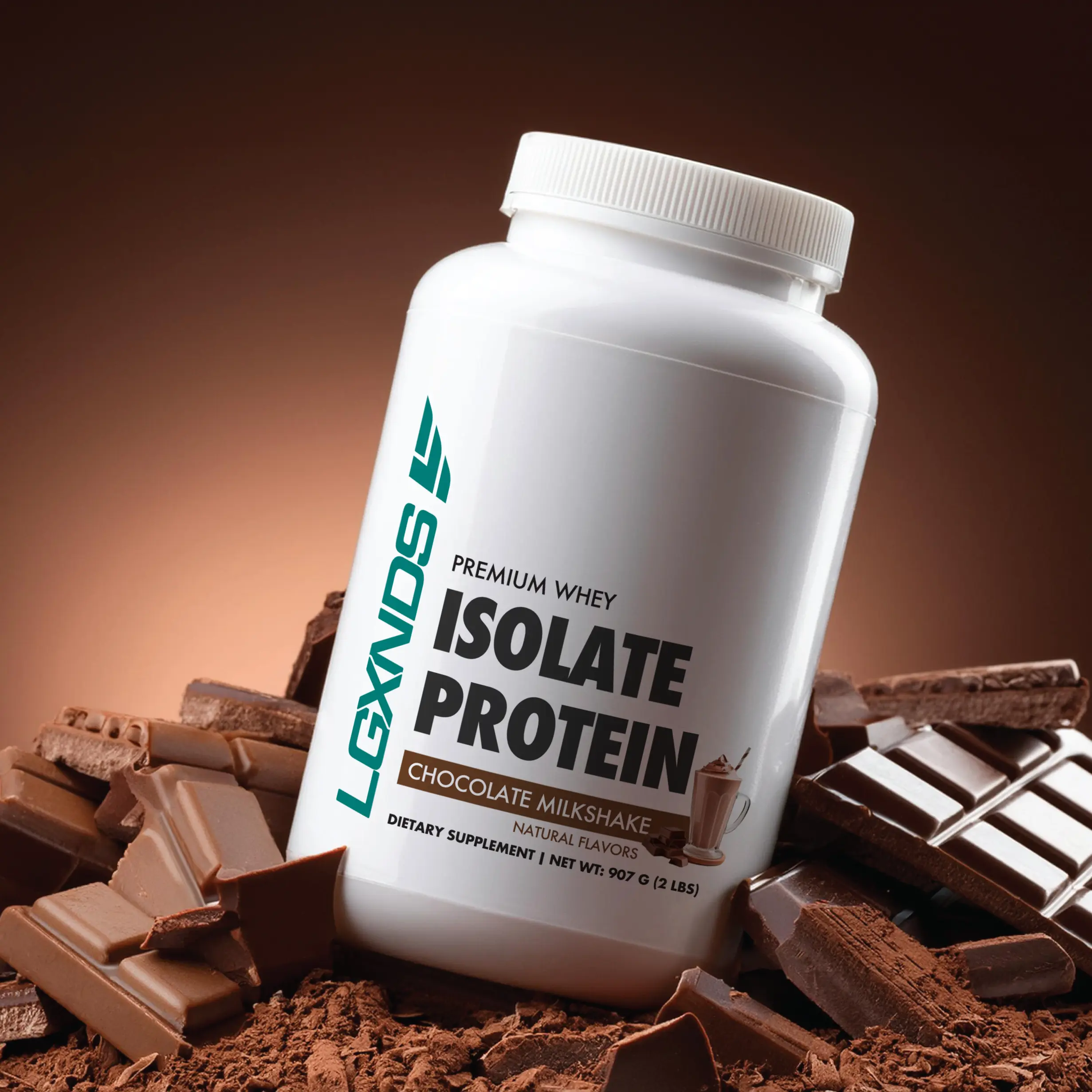 Premium Whey Isolate Protein Powder Supplement by LGXNDS, 25g Protein, 1g Carbs - 30 Servings (2lbs)