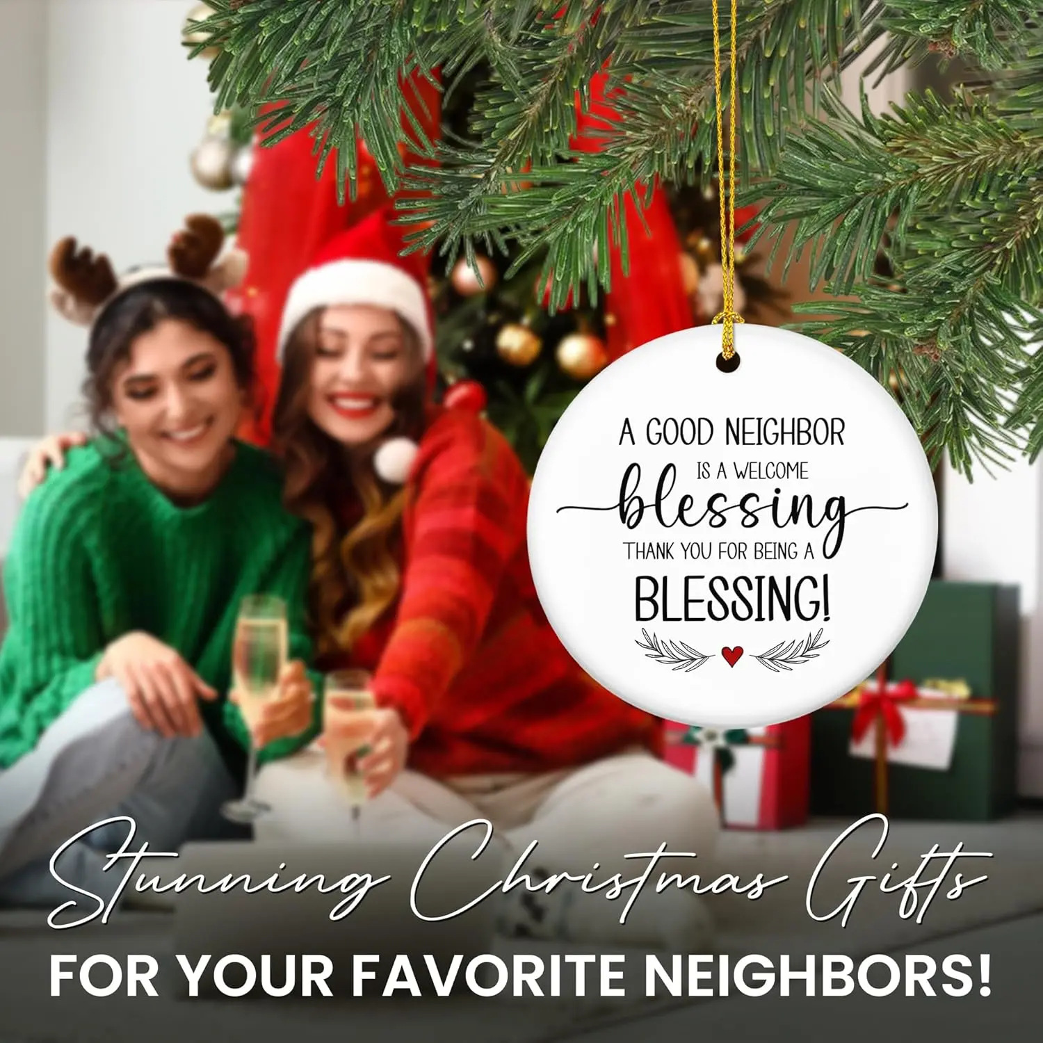 Neighbor Gifts for Women, Christmas Ornaments 2024 - Christmas, The Neighborhood Gifts for Friends, Hello Neighbor Friendship Gifts for Friends