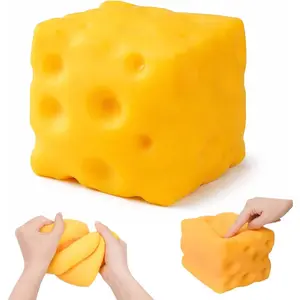 Big Squishy Cheese – 4.3In Giant Cheese Squishy Toy for Stress Relief, Extra Large Cheese Block, Squeeze Cheese Squishy, Soft Cheeses Cube, Fun Gift for All Ages