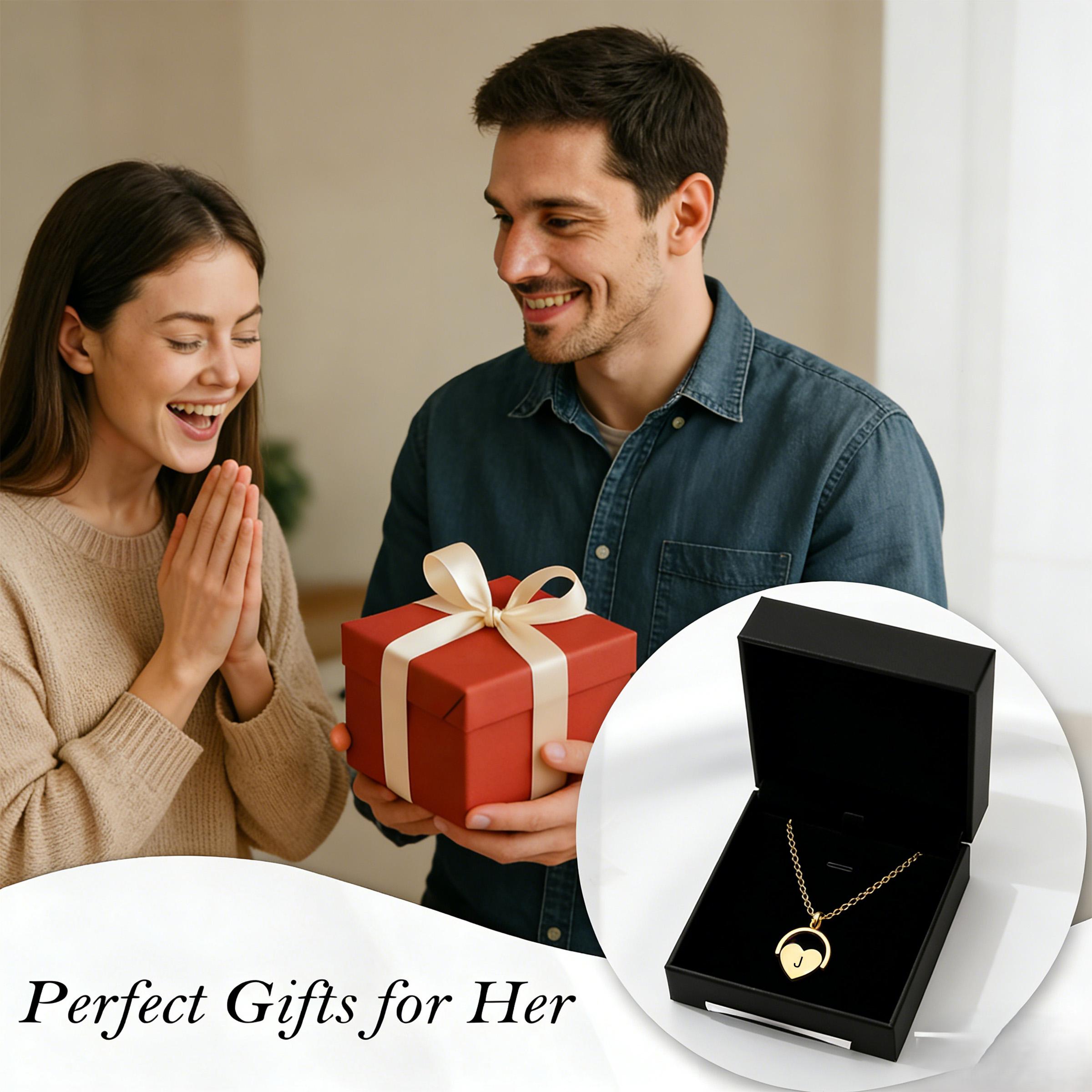 Tiny Initial Necklaces for Women Golden Heart Letter A-Z Necklace Dainty Heart Name Necklace Personalized Initial Tag Pendant Birthday Gifts Anniversary Gifts Jewelry for Women Girls Valentine's Day Gift....