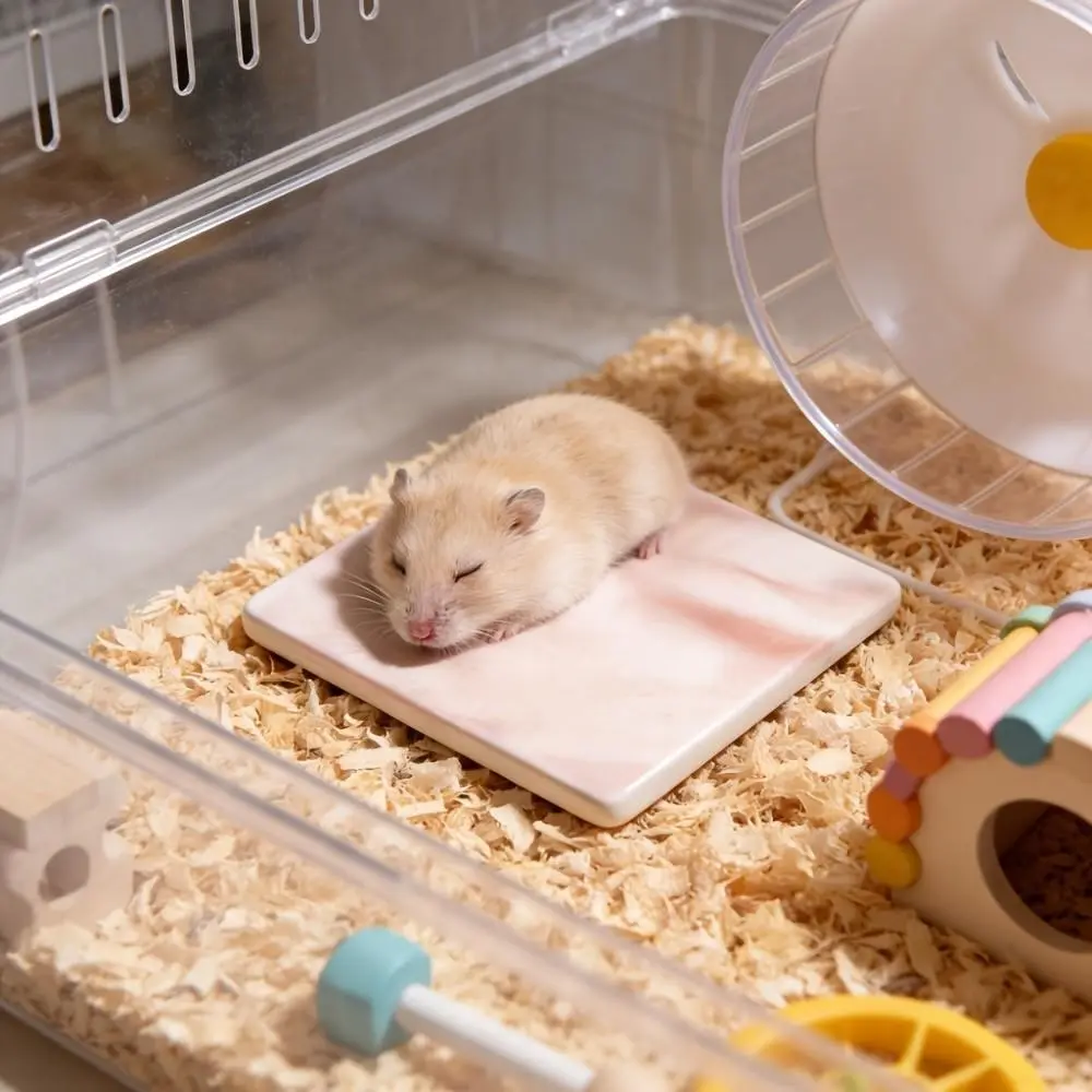 Hamster Cooling Mat, Bite-Resistant & Non-Slip Summer Bed, Safe Metal/stone Cooling Pad, Easy Clean Cage Decor Accessory for Small Pets, Hamster Cage Accessories