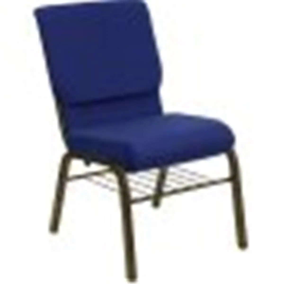 Flash Furniture XU-CH-60096-NVY-BAS-GG HERCULES™ Armless Navy Church Dining Chair - 18.5''W, 4.25'' Thick Waterfall Seat, Book Basket, Gold Vein Steel Frame, 600lb Capacity, Banquet Use, Light Assembly Required, Dining Chairs