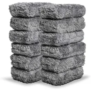 Microfiber Applicator Pad (12 Pack) – Microfiber Sponge Car Detailing Applicators | Use with Ceramic Coating for Cars, Car Wax, Paint Sealants, Compound, Polish, Glazes & More