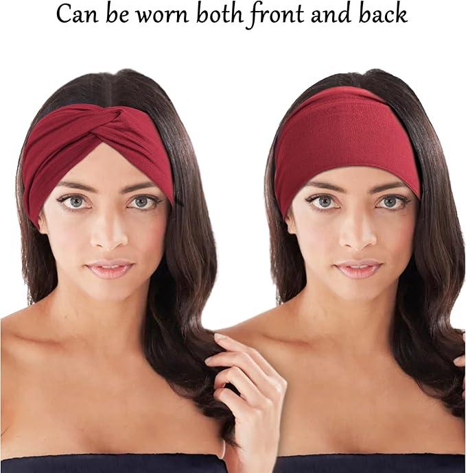 10PCSWide African Stretch Headbands in Assorted Colors for Women's Fashion Accessories 95% Polyester 5% Spandex Soft Breathable Turban Headbands for Home Work Sports 8.66inchX4.33inch