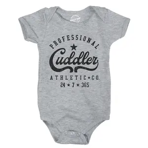 Professional Cuddler Baby Bodysuit Funny Sarcastic Graphic Novelty Jumper for Infants Funny Baby Onesies Funny Sarcastic Onesie Novelty Onesie Light Grey