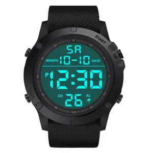 YIKAZE Men's Durable Watch - 50M Waterproof, 46mm Round Face Digital Sports Watch with Shock-Proof Design, Luminous LED Backlight, Auto Date & Multi-Functional Alarm
