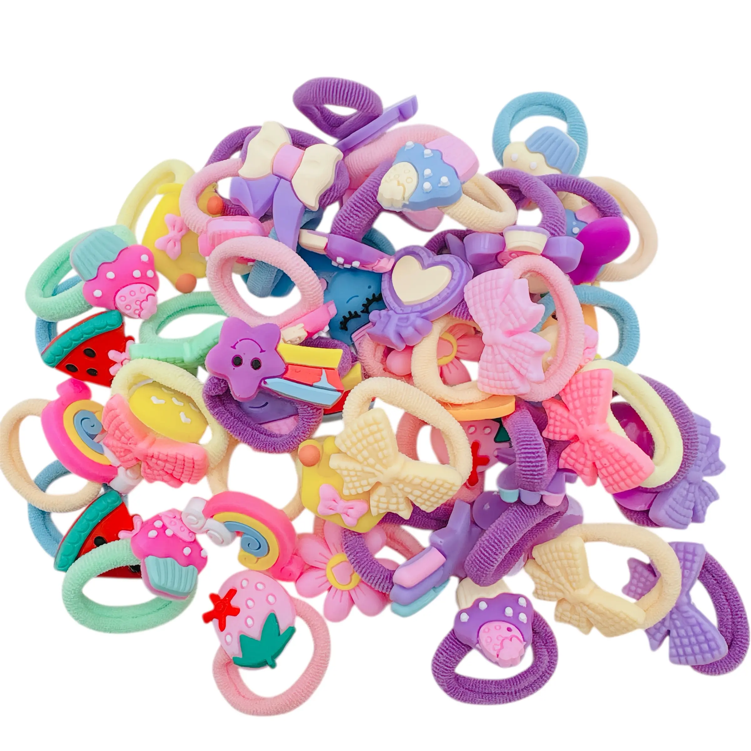 50 Pieces Mini Hair Ties Elastic Ponytail Holders Cute Hair Accessories for Baby Toddler Girls with Colorful Designs