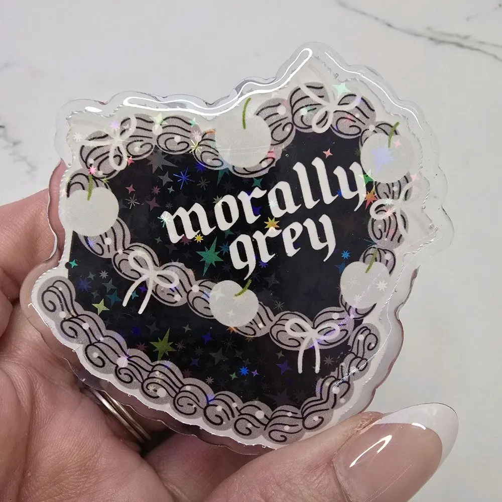 Magnetic Collapsible Grip/Stand for Kindle, ipad, E-Readers, Smart Phones | Handmade | Black and Grey Morally Grey Cake Design
