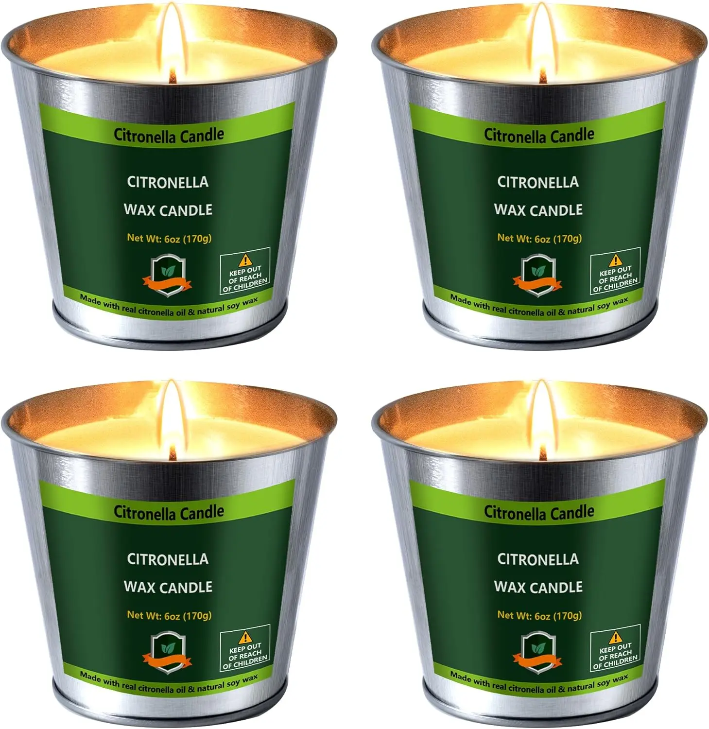 Citronella Candles Outdoor Indoor 6 OZ 4 Pack 128 Hours Citronella Candle Set for Outside Party Patio BBQ Deck Garden Yard Camping